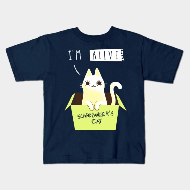 Schrödinger's Cat Dead or Alive - Day Cat in a Box - Funny Physics Kids T-Shirt by BlancaVidal